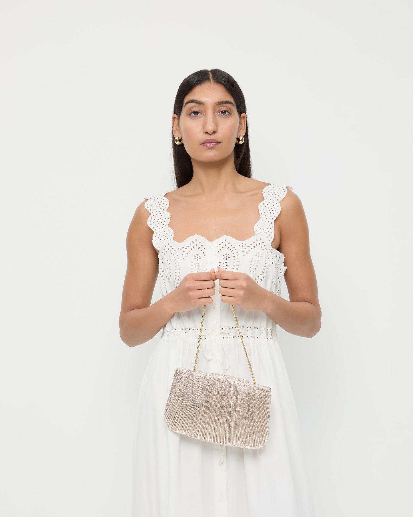 Brit Champagne Flat Pleated Clutch | Loeffler Randall Women