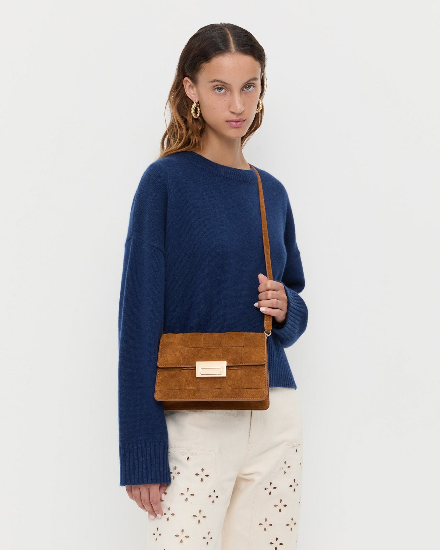 Delphine Cacao Suede Shoulder Bag | Loeffler Randall Women