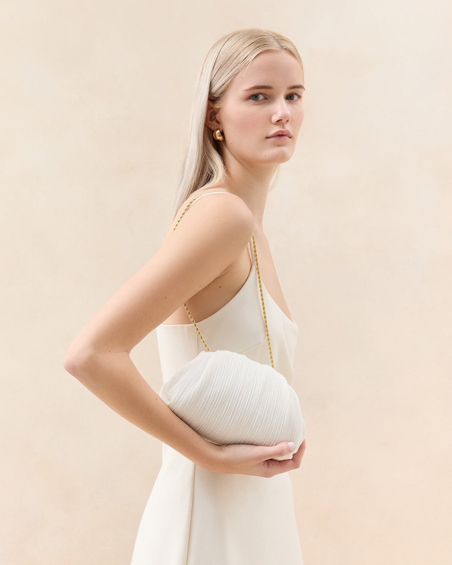 Bailey White Pleated Dome Clutch | Loeffler Randall Women