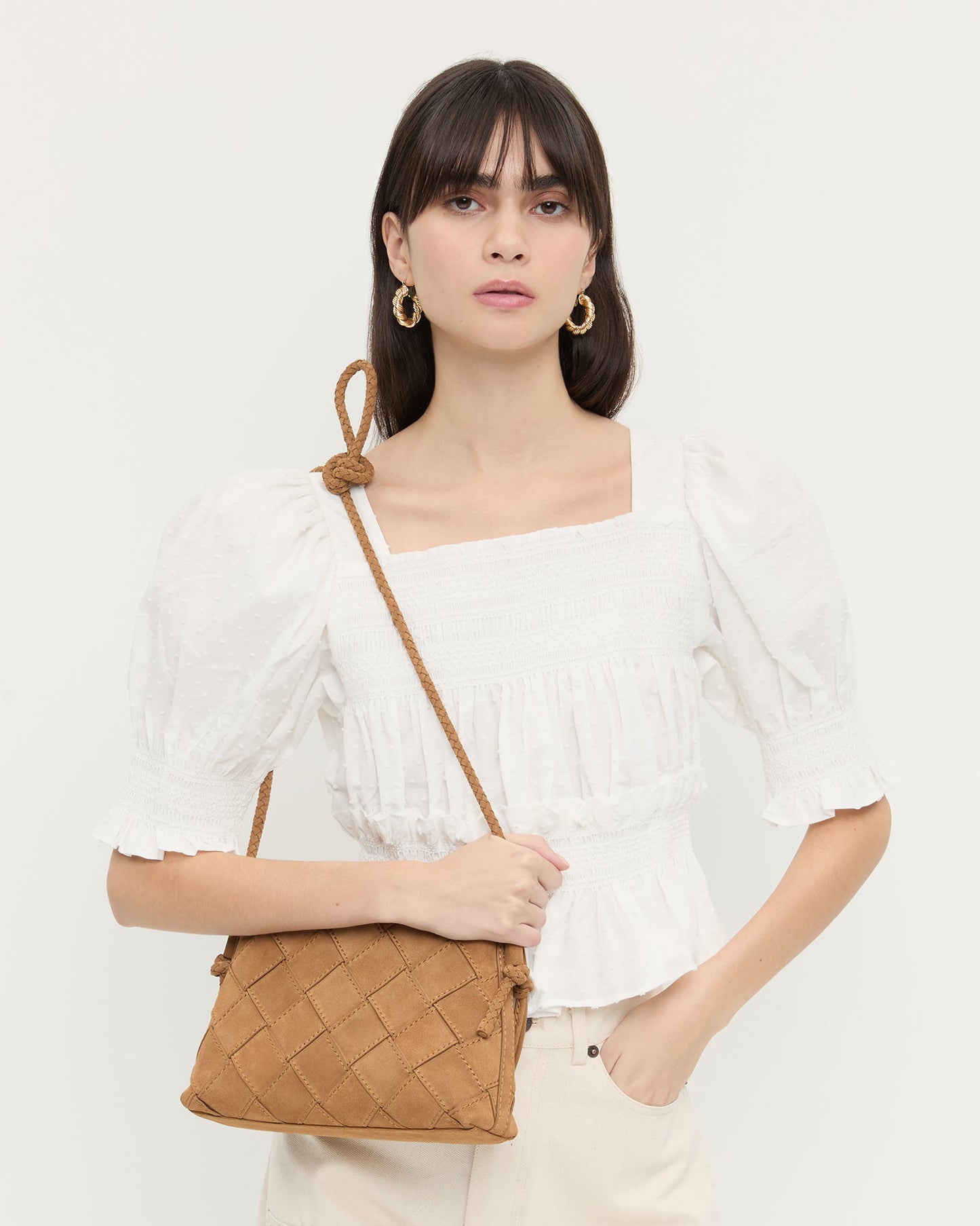 Mallory Toffee Woven Suede Crossbody | Loeffler Randall Women