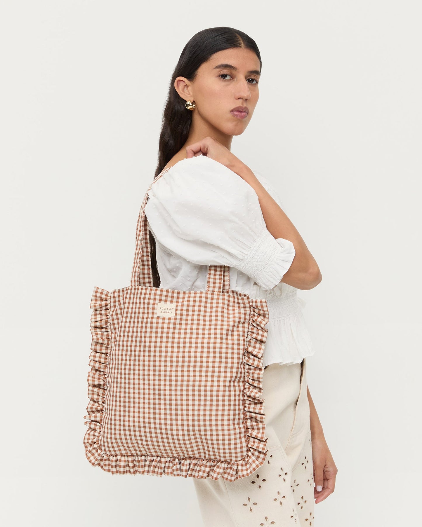 Justine Brown Gingham Ruffle Tote | Loeffler Randall Women