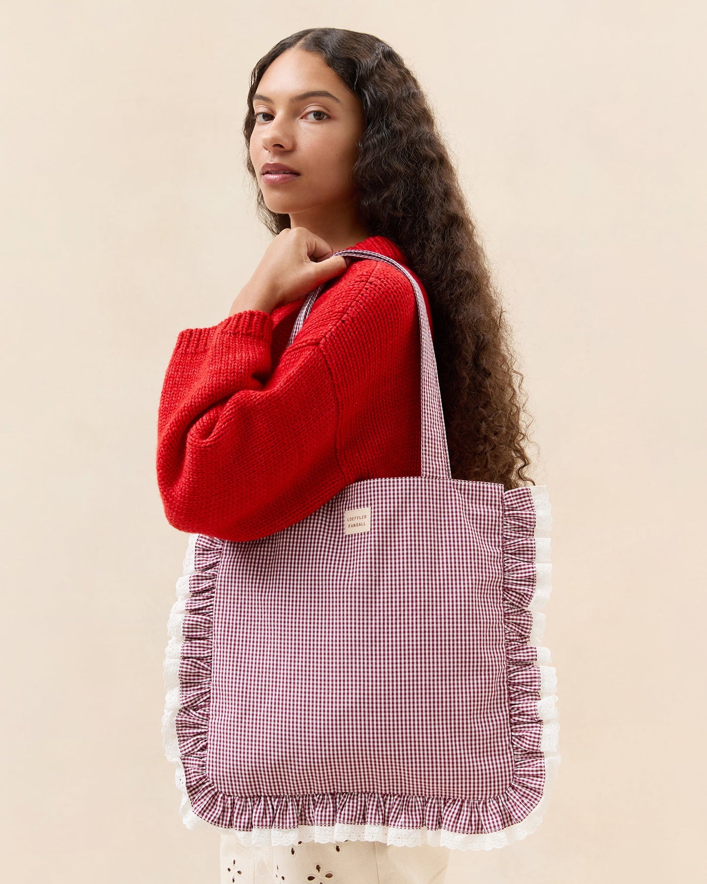 Justine Maroon Ruffle Tote | Loeffler Randall Women