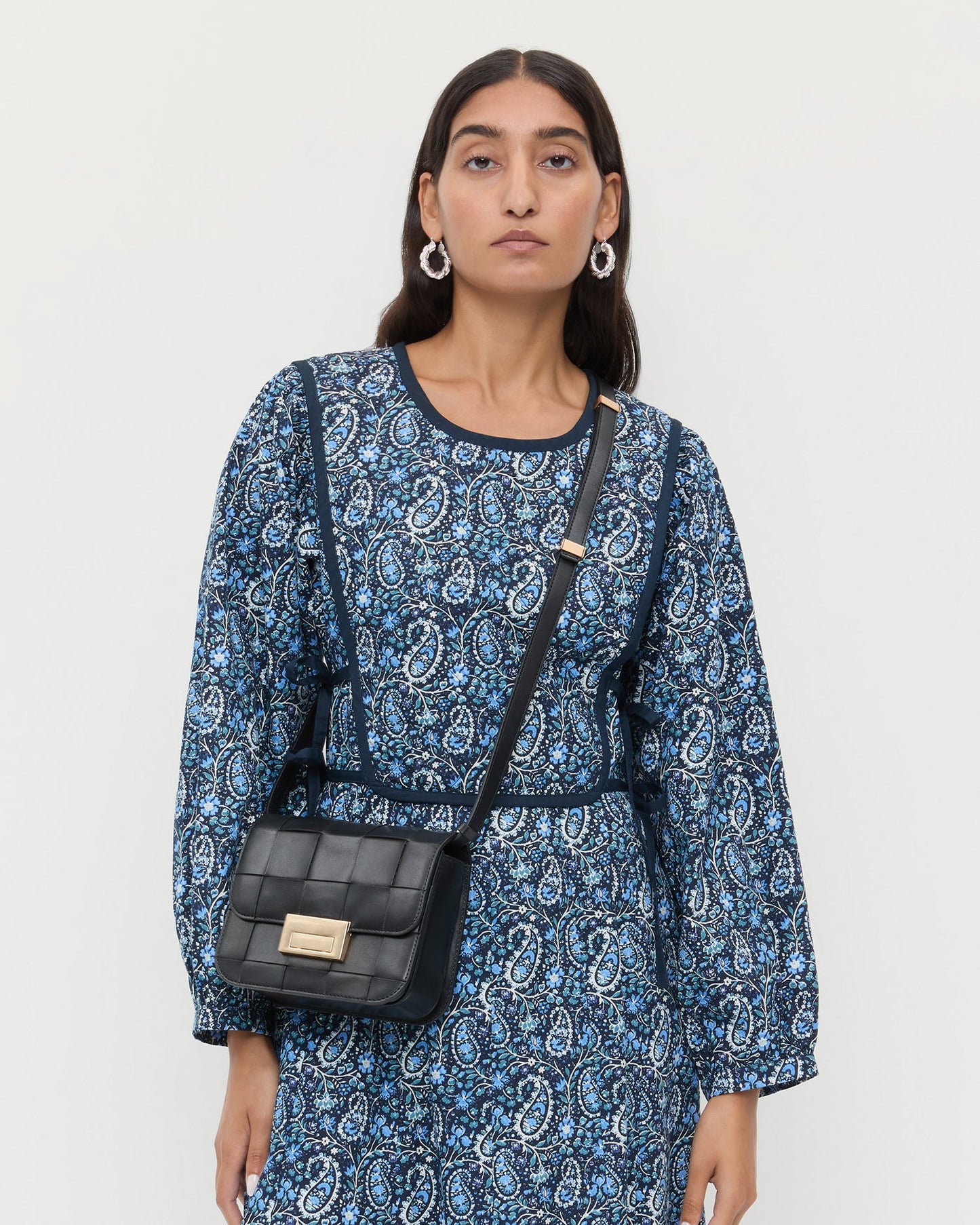 Desi Black Woven Leather Crossbody | Loeffler Randall Women