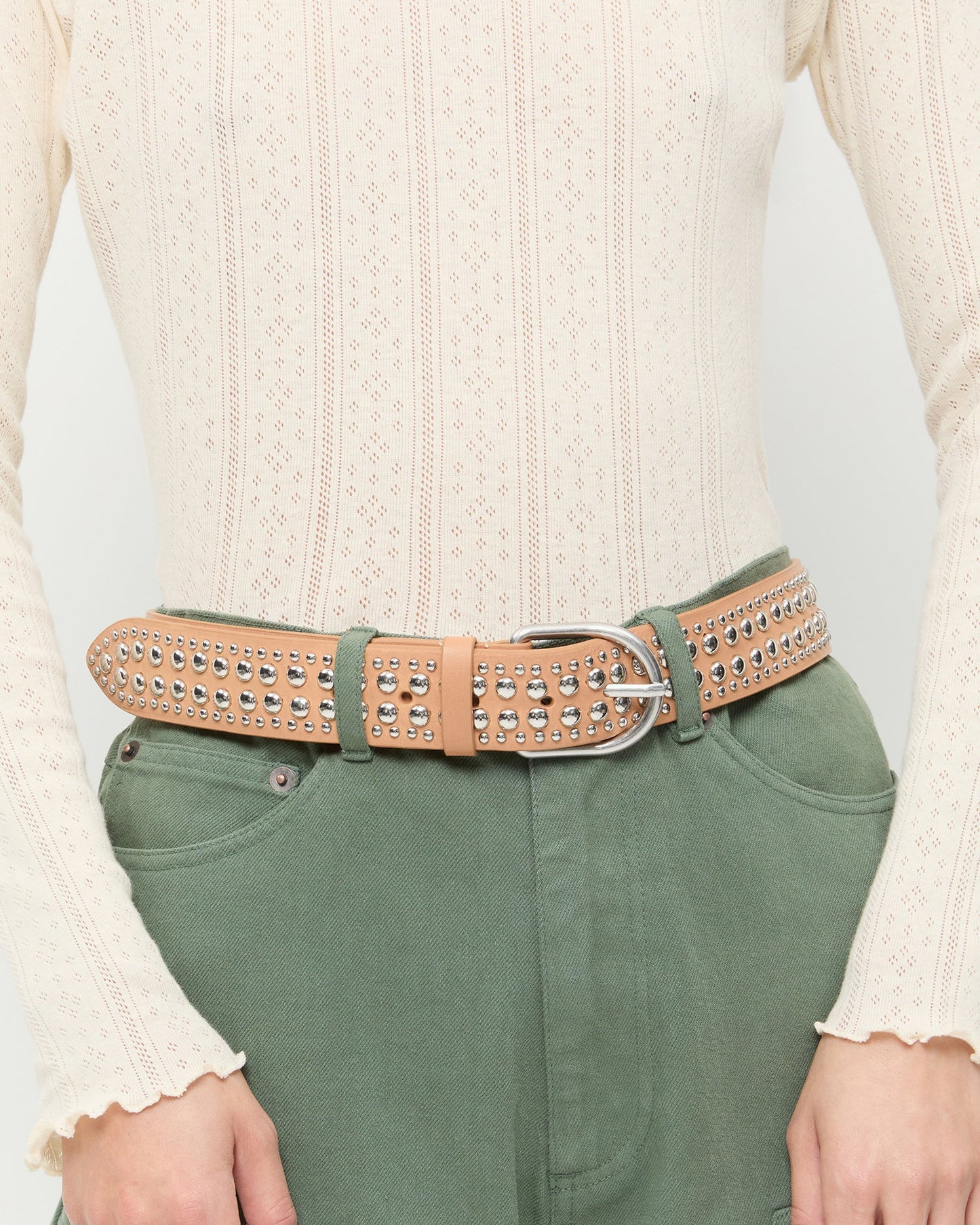 Isaac Honey/Silver Studded Belt | Loeffler Randall Women