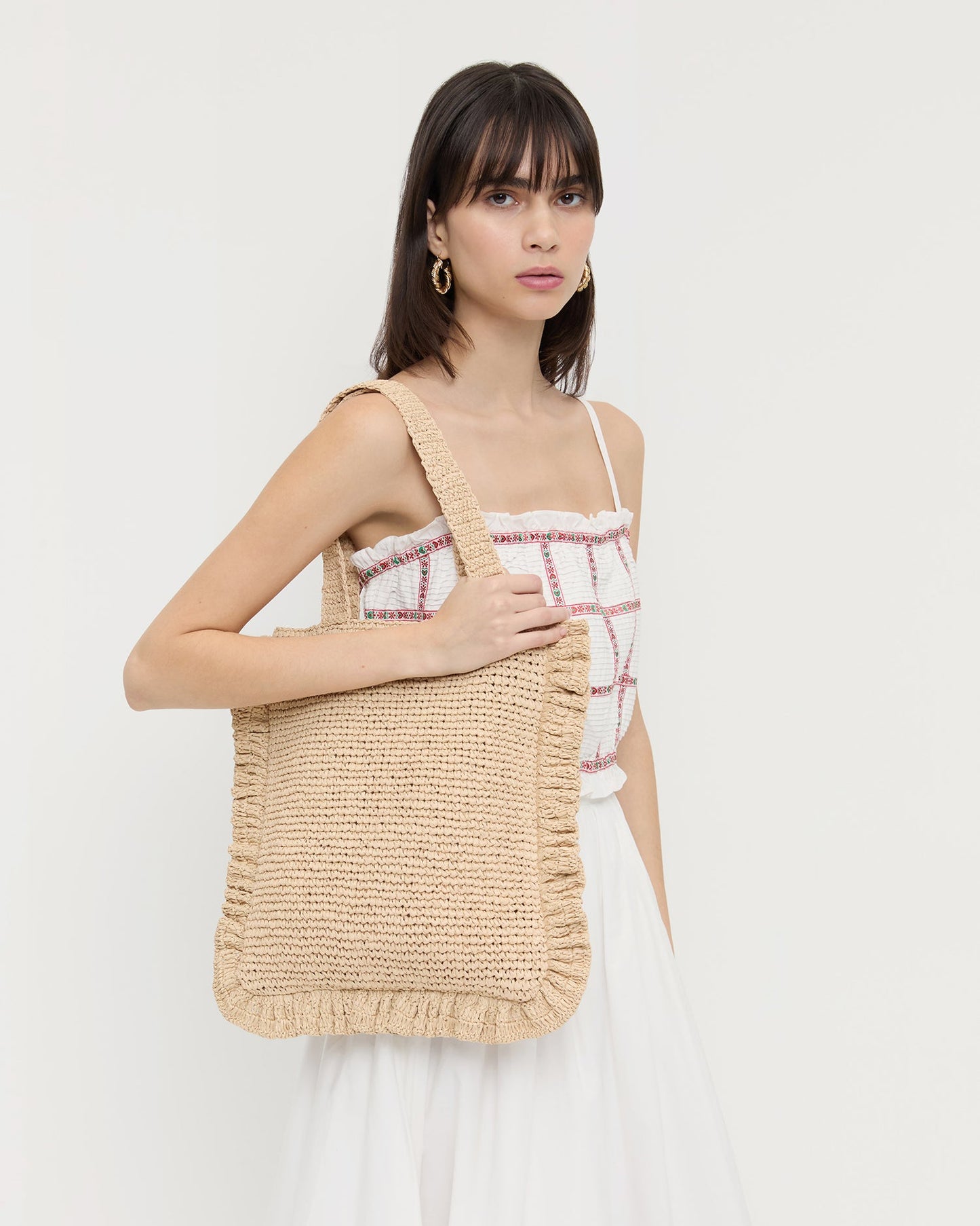 Justine Natural Crochet Ruffle Tote | Loeffler Randall Women