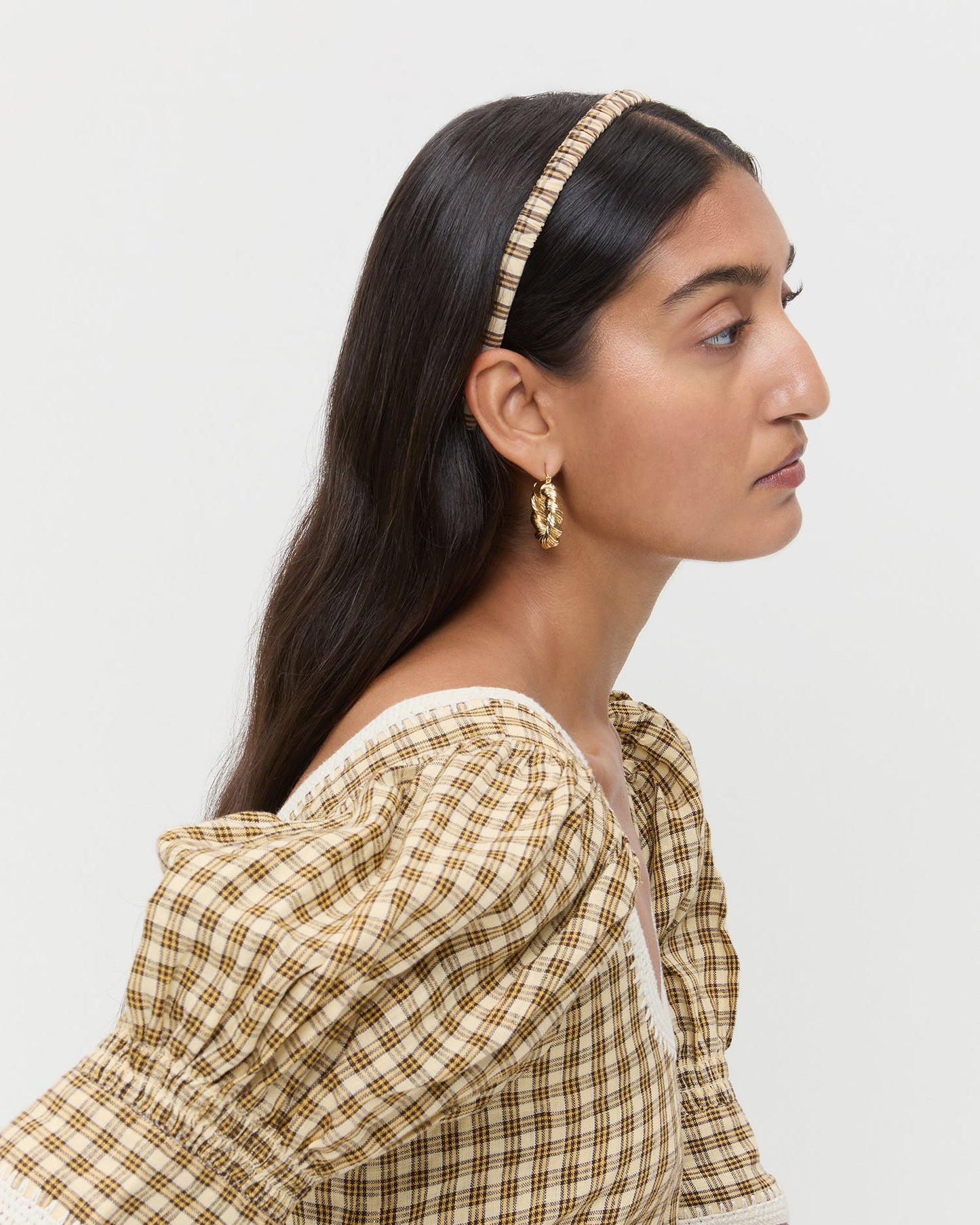 Sabine Denim/Butter Plaid Headband Set | Loeffler Randall Women