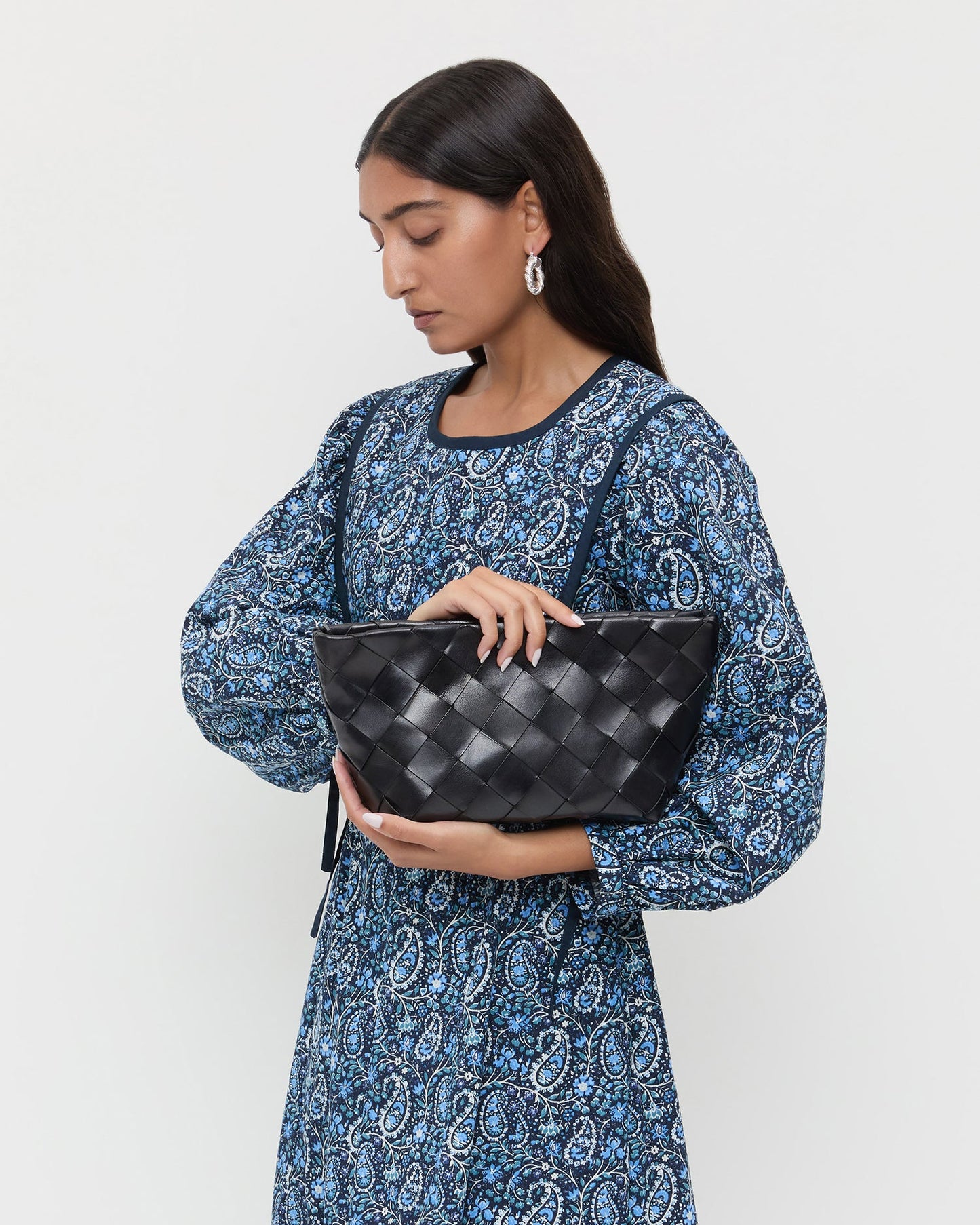 Melina Black Woven Leather Clutch | Loeffler Randall Women