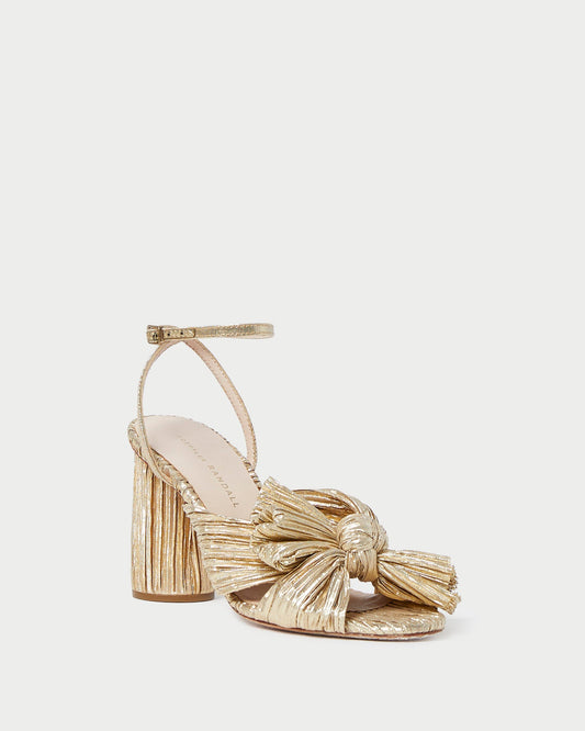 Camellia Gold Pleated Bow Heel | Loeffler Randall Women