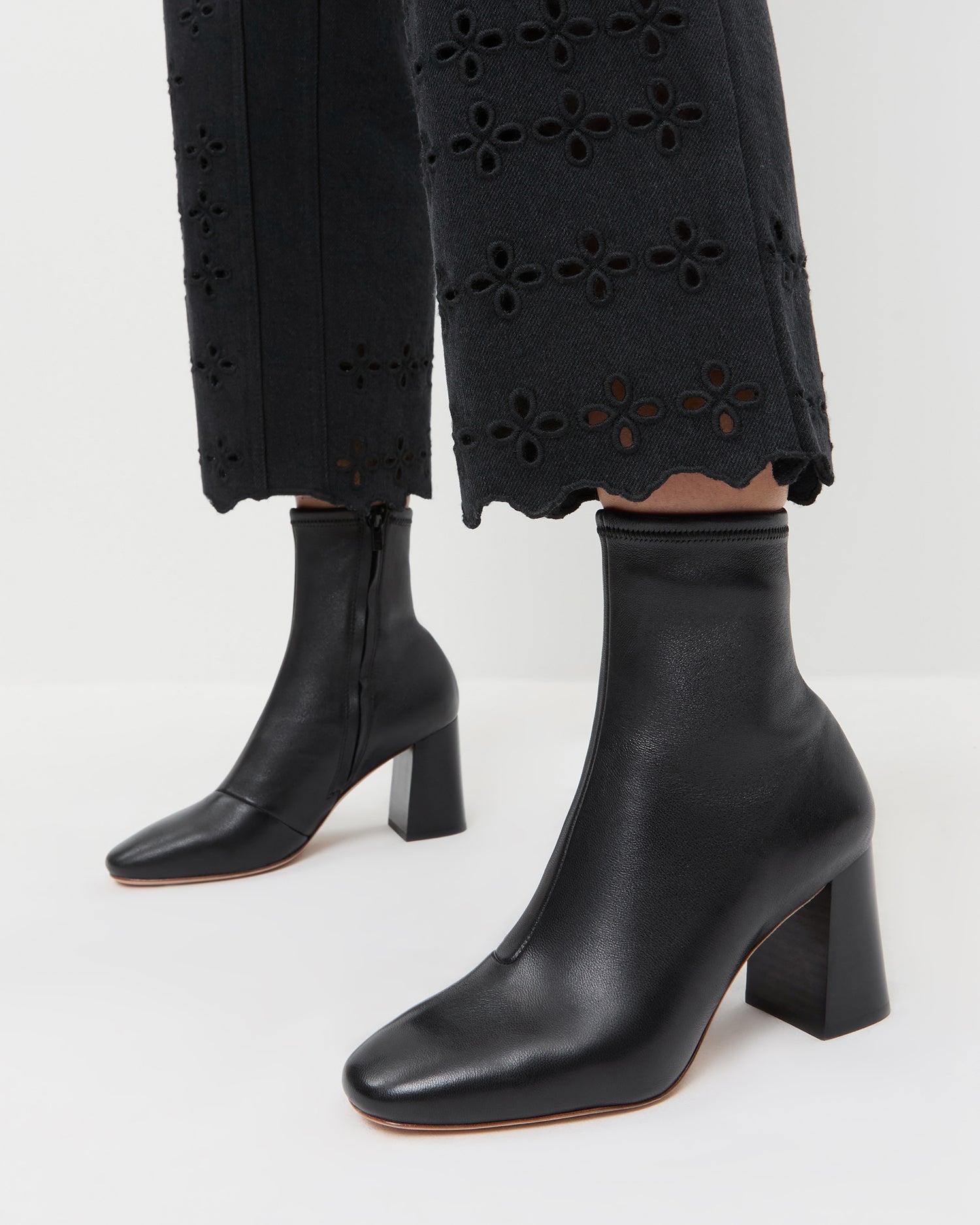 Elise Black Leather Stretch Bootie | Loeffler Randall Women