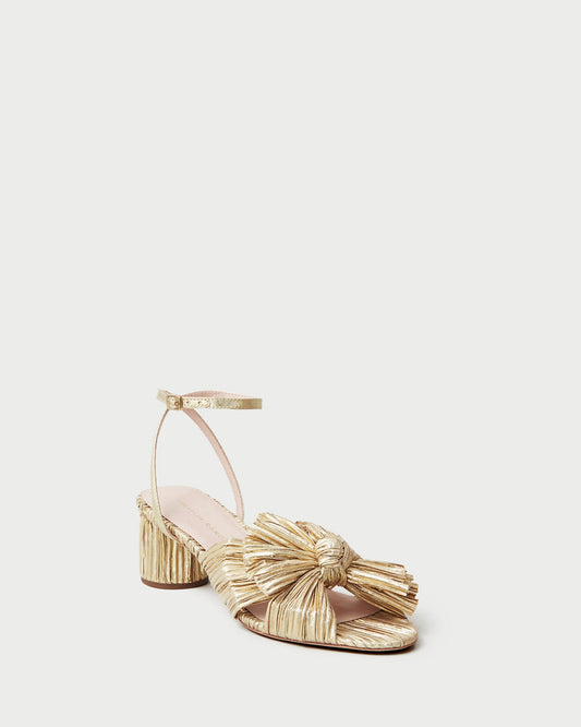 Dahlia Gold Pleated Bow Heel | Loeffler Randall Women