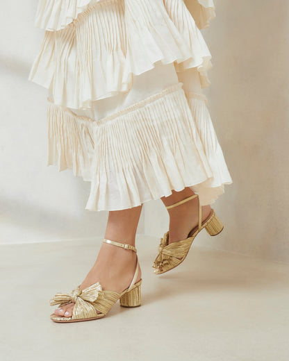 Dahlia Gold Pleated Bow Heel | Loeffler Randall Women