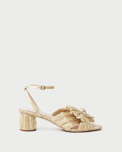 Dahlia Gold Pleated Bow Heel | Loeffler Randall Women