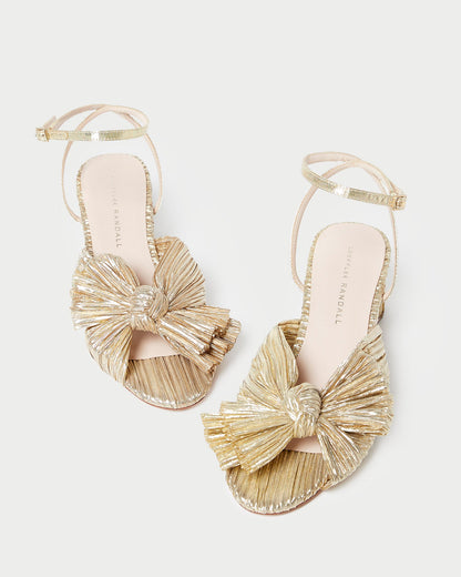 Dahlia Gold Pleated Bow Heel | Loeffler Randall Women