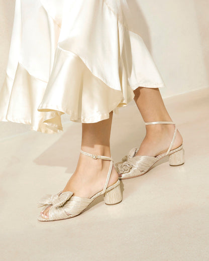 Dahlia Platinum Pleated Bow Heel | Loeffler Randall Women