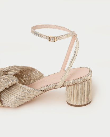 Dahlia Platinum Pleated Bow Heel | Loeffler Randall Women