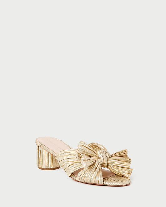Emilia Gold Pleated Bow Heel | Loeffler Randall Women
