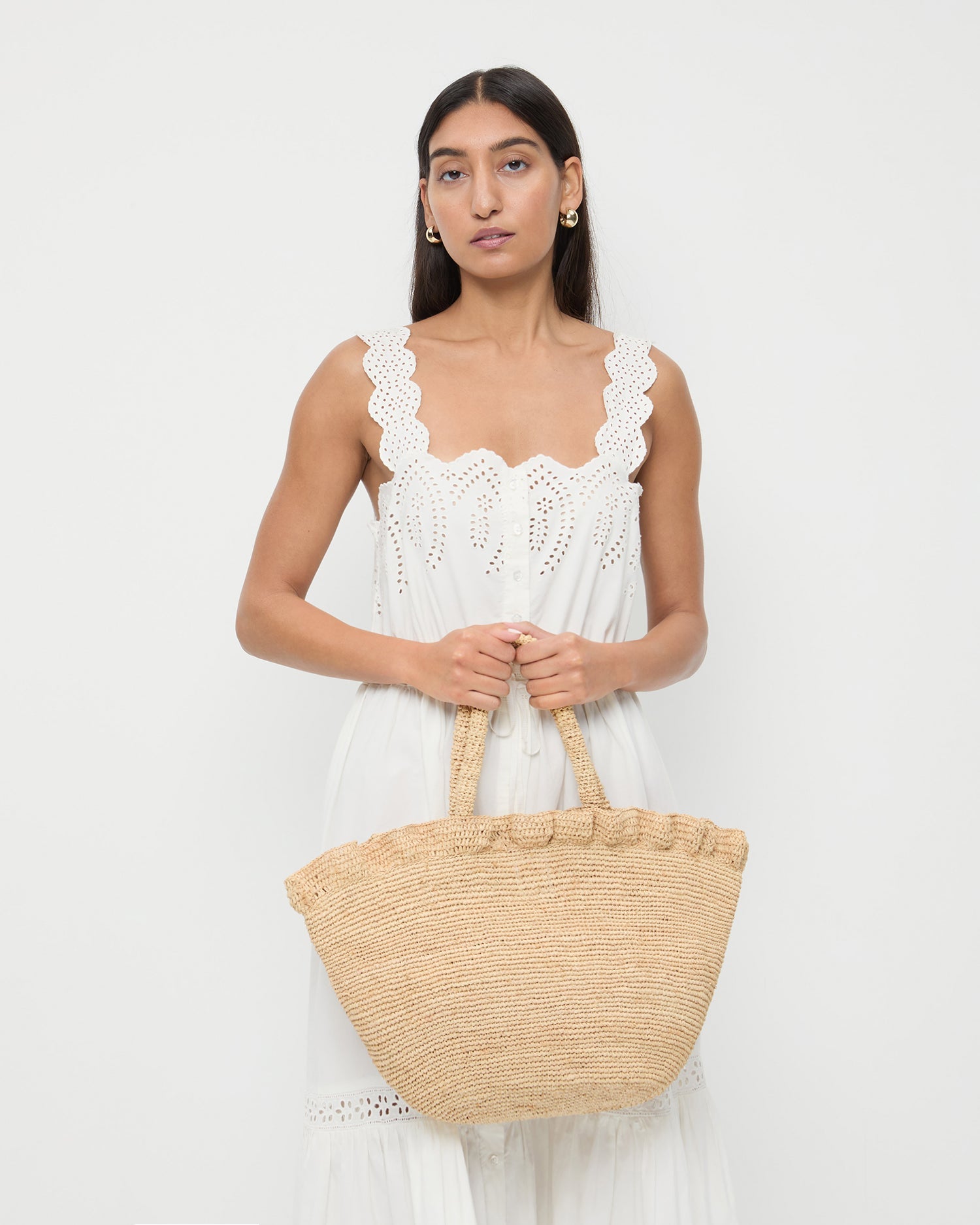 Cyrus Natural Ruffled Woven Tote | Loeffler Randall Women