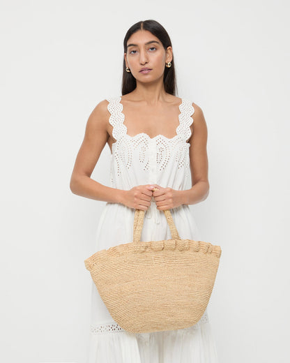 Cyrus Natural Ruffled Woven Tote | Loeffler Randall Women