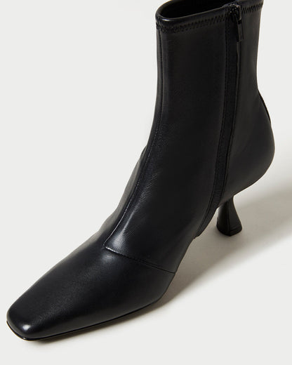 Thandy Black Leather Curved Heel Bootie | Loeffler Randall Women