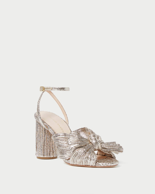 Camellia Champagne Pleated Bow Heel | Loeffler Randall Women