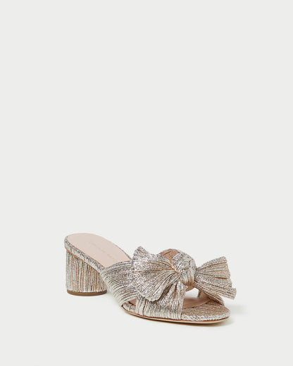 Emilia Champagne Pleated Bow Heel | Loeffler Randall Women