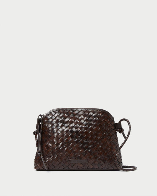 Mallory Chocolate Woven Leather Crossbody | Loeffler Randall Women