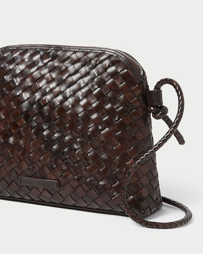 Mallory Chocolate Woven Leather Crossbody | Loeffler Randall Women