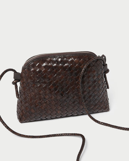 Mallory Chocolate Woven Leather Crossbody | Loeffler Randall Women