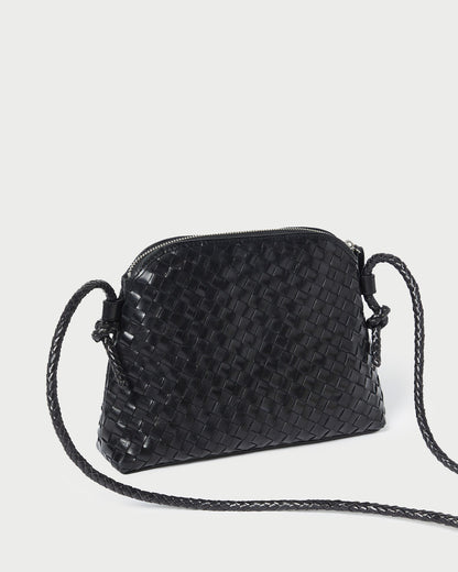 Mallory Black Woven Leather Crossbody | Loeffler Randall Women