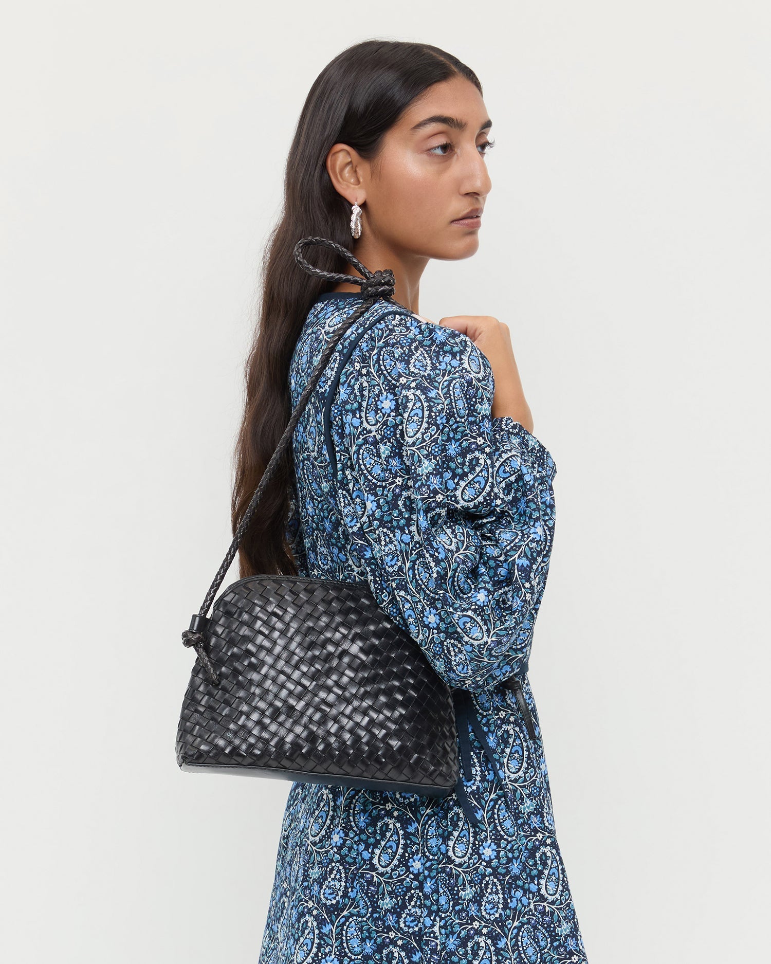 Mallory Black Woven Leather Crossbody | Loeffler Randall Women