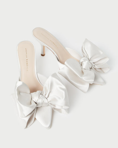 Margot Cream Satin Bow Mule | Loeffler Randall Women