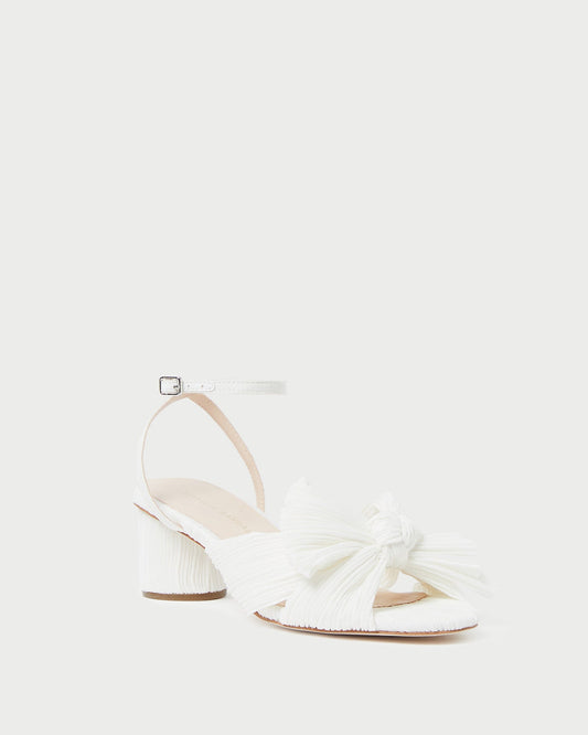 Dahlia White Pleated Bow Heel | Loeffler Randall Women
