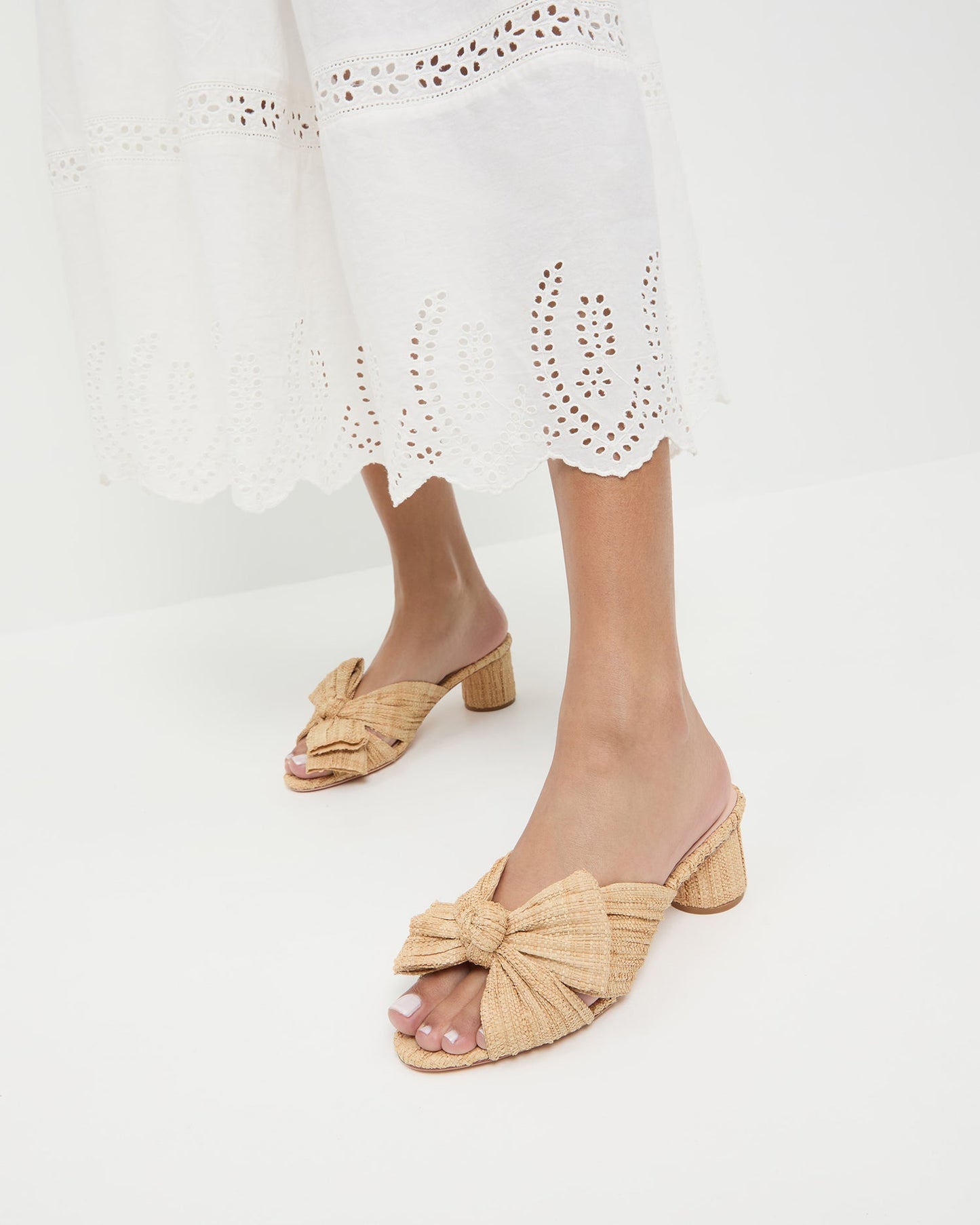 Emilia Natural Pleated Bow Heel | Loeffler Randall Women