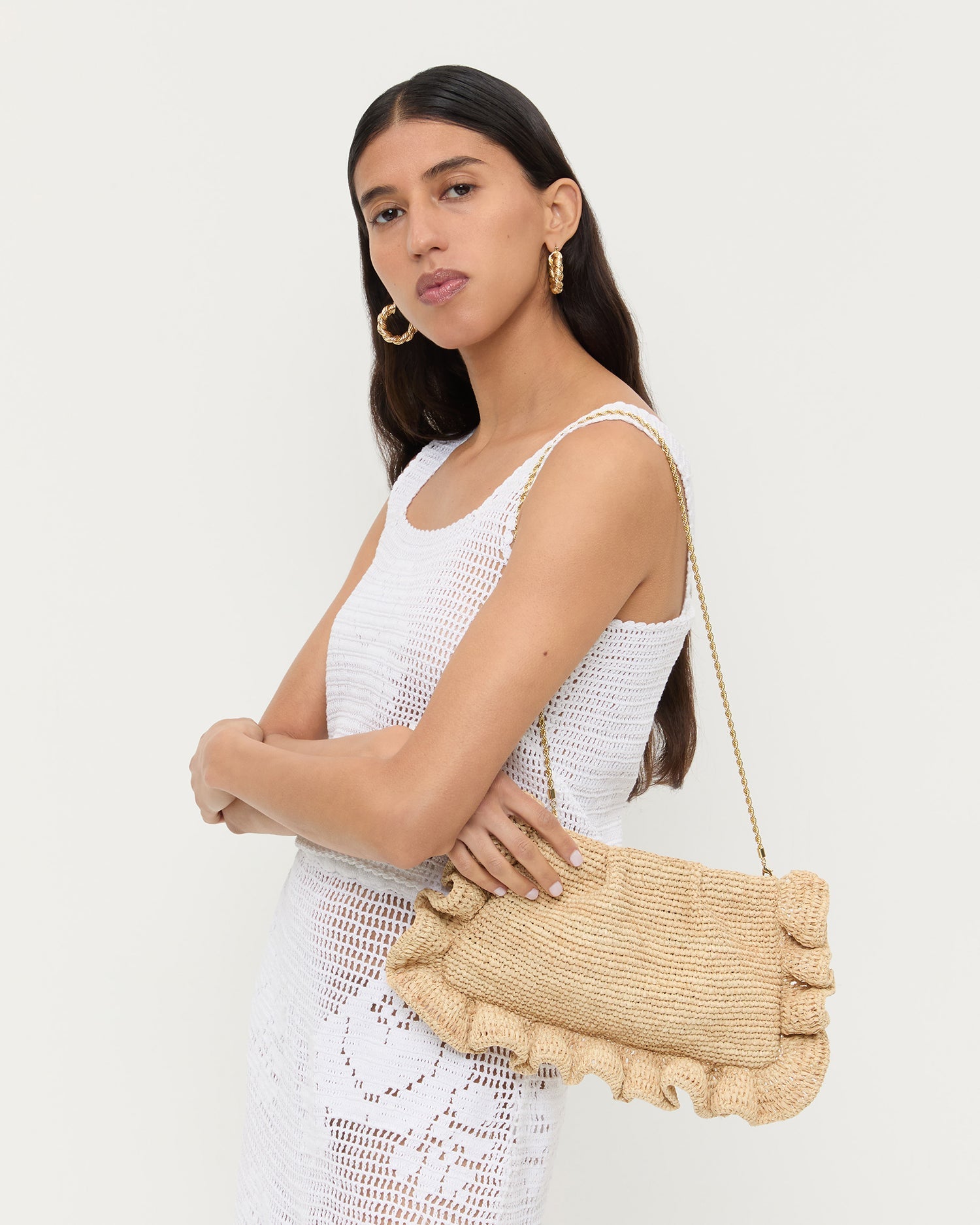 Mavis Natural Raffia Ruffle Clutch | Loeffler Randall Women