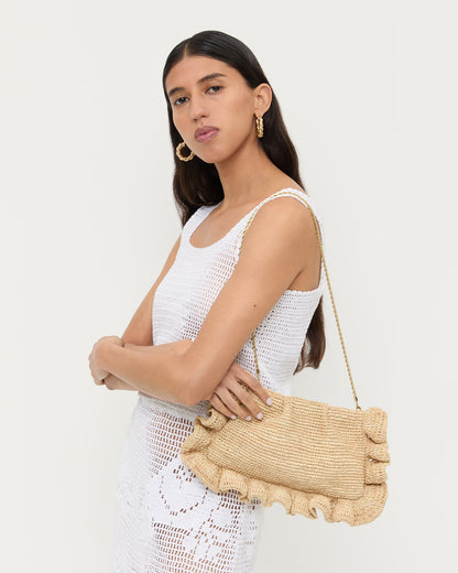 Mavis Natural Raffia Ruffle Clutch | Loeffler Randall Women