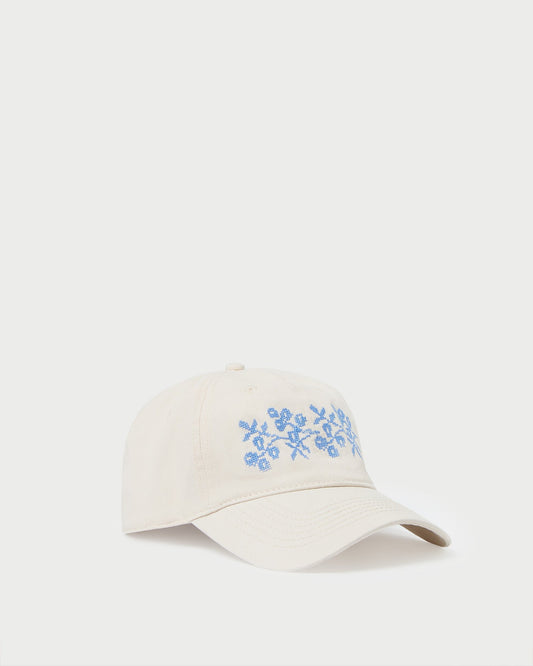 Cairo Natural/Blue Embroidered Cap | Loeffler Randall Women
