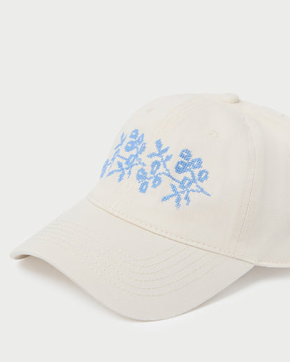 Cairo Natural/Blue Embroidered Cap | Loeffler Randall Women