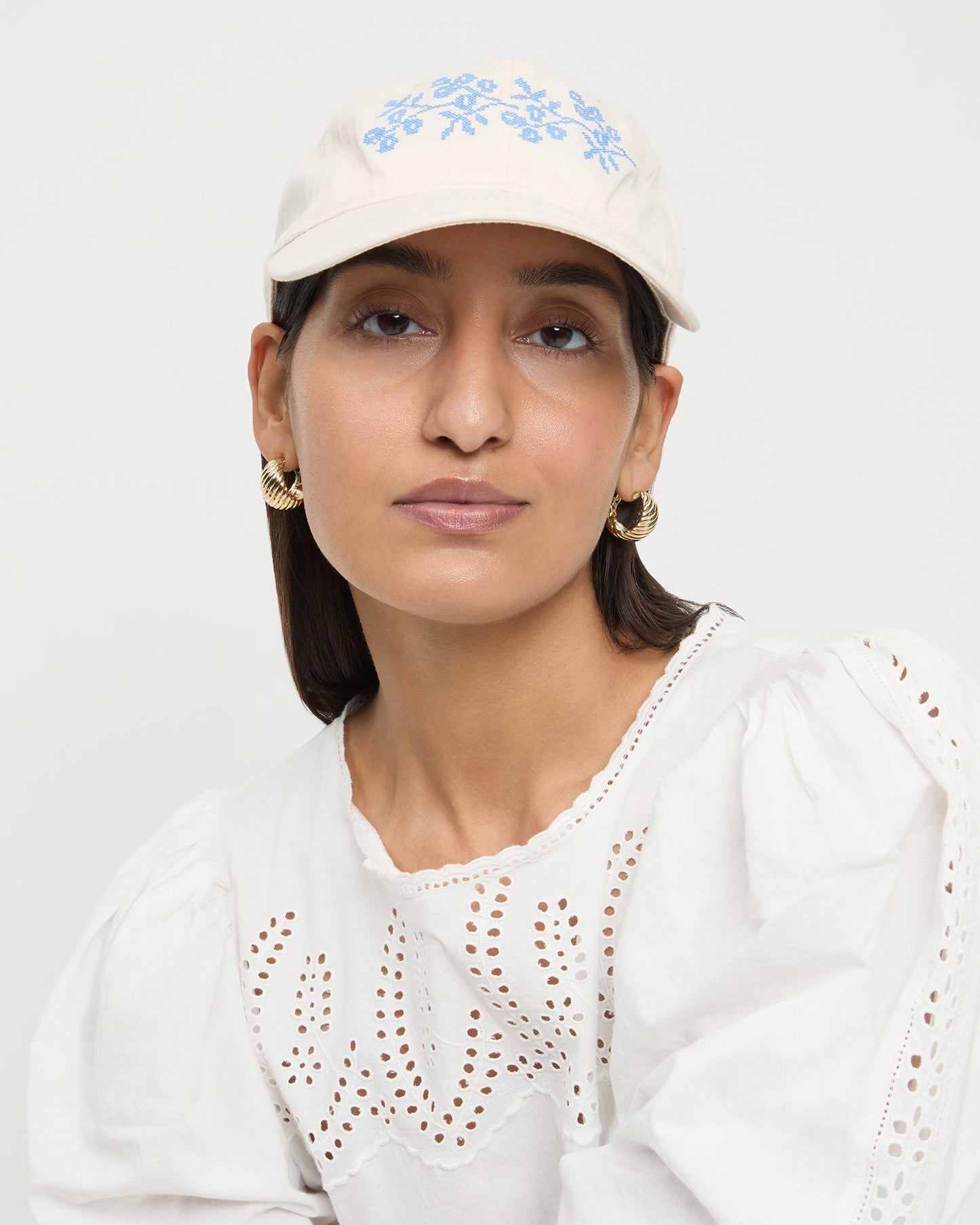 Cairo Natural/Blue Embroidered Cap | Loeffler Randall Women
