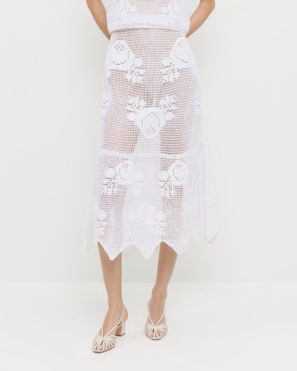 Sullivan Cream Crochet Skirt | Loeffler Randall Women
