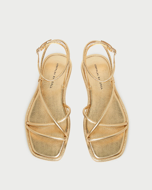 Noor Gold Leather Flat Sandal | Loeffler Randall Women