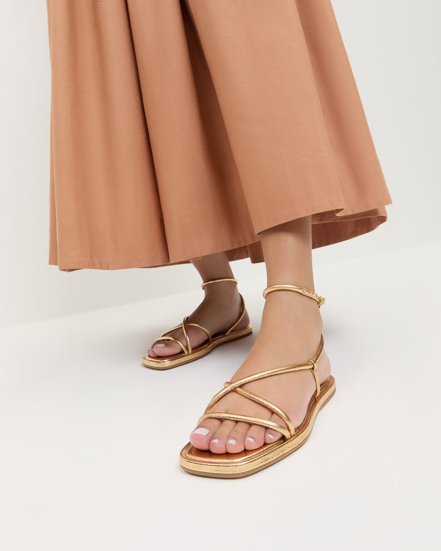 Noor Gold Leather Flat Sandal | Loeffler Randall Women
