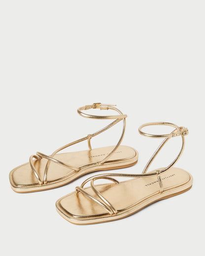Noor Gold Leather Flat Sandal | Loeffler Randall Women