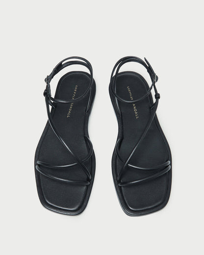 Noor Black Leather Flat Sandal | Loeffler Randall Women