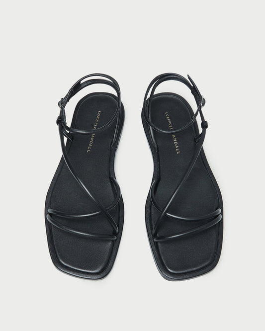 Noor Black Leather Flat Sandal | Loeffler Randall Women