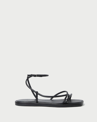 Noor Black Leather Flat Sandal | Loeffler Randall Women