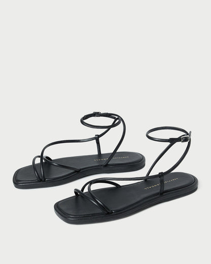 Noor Black Leather Flat Sandal | Loeffler Randall Women