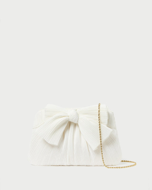 Rayne White Pleated Bow Clutch | Loeffler Randall Women