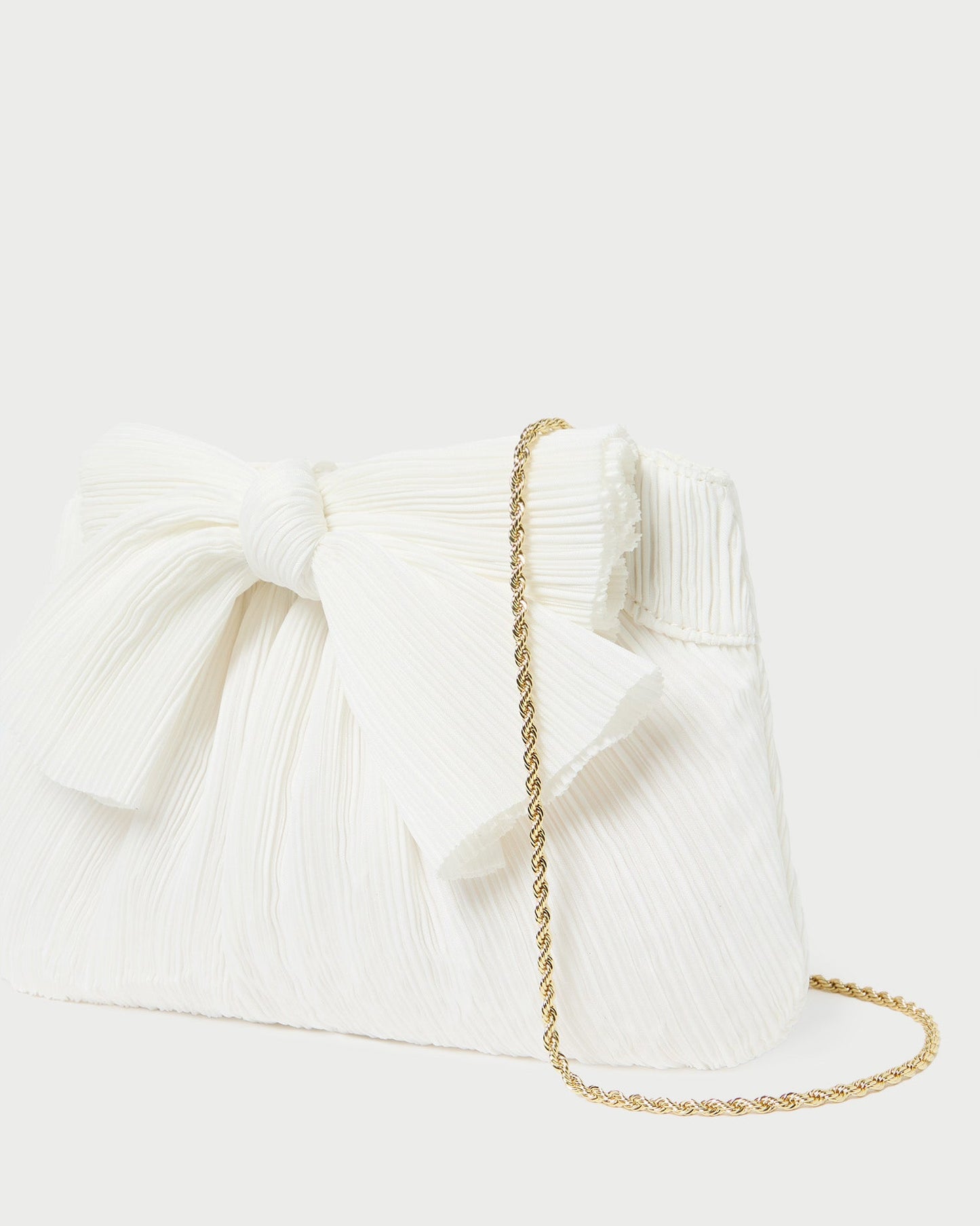 Rayne White Pleated Bow Clutch | Loeffler Randall Women
