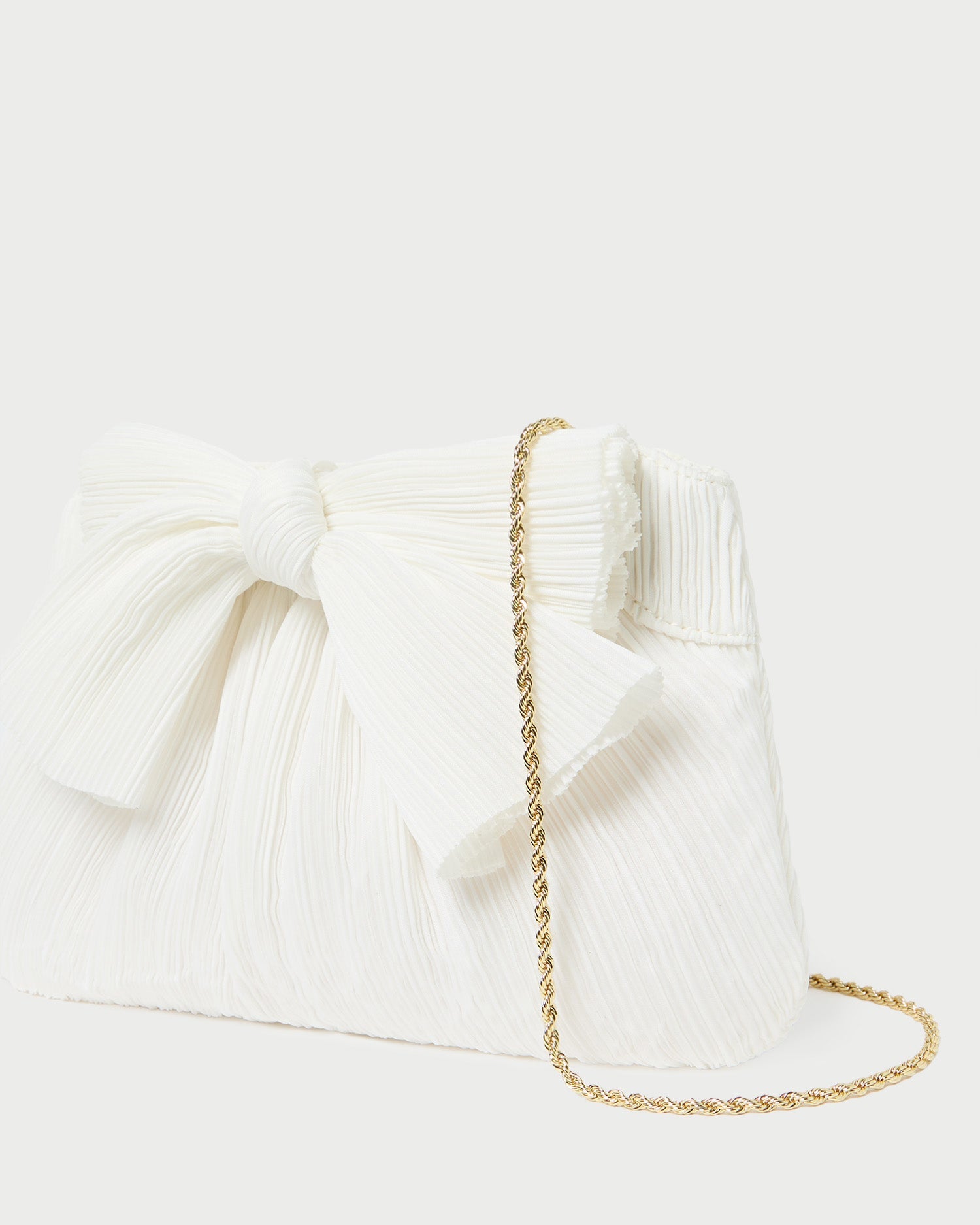Rayne White Pleated Bow Clutch | Loeffler Randall Women