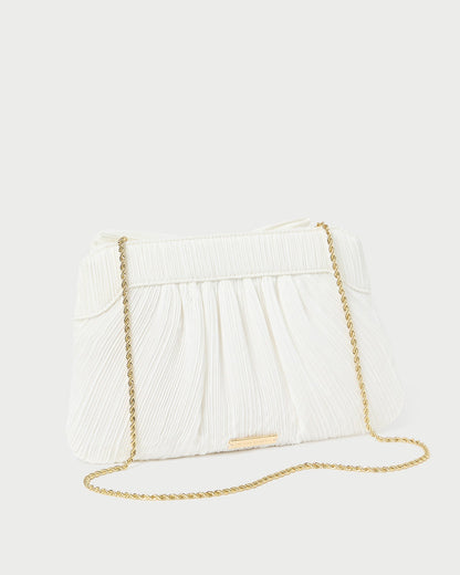 Rayne White Pleated Bow Clutch | Loeffler Randall Women